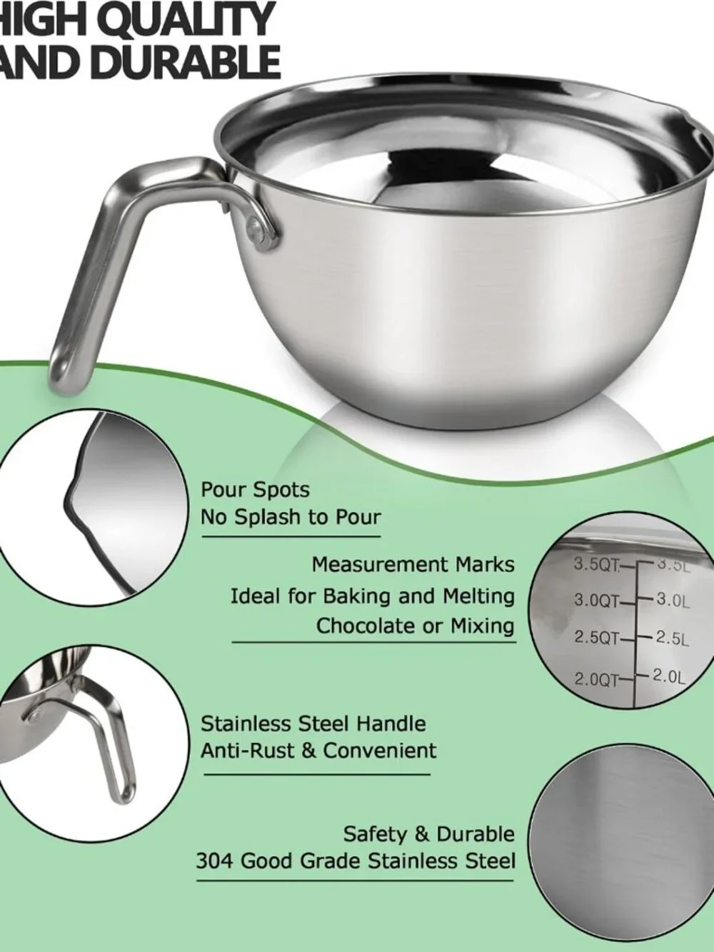 3.1QT Double Boiler Melting Pot & 4.5QT Stainless Steel Cookware Set